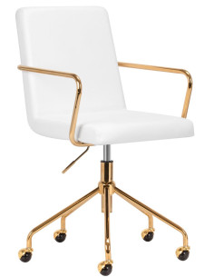 kosmetinė kėdė su aukso rėmu balta Hanny 51-60cm